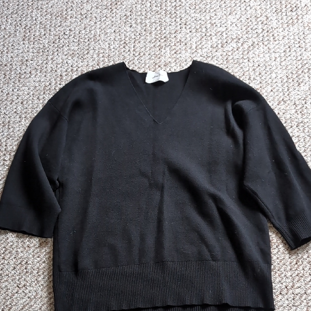 Aritzia Wilfred Free Classic Black V-Neck Sweater